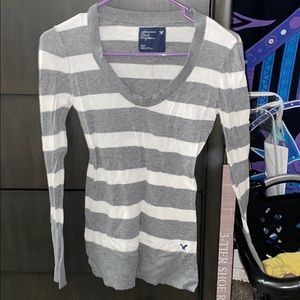 Longsleeve striped gray & white